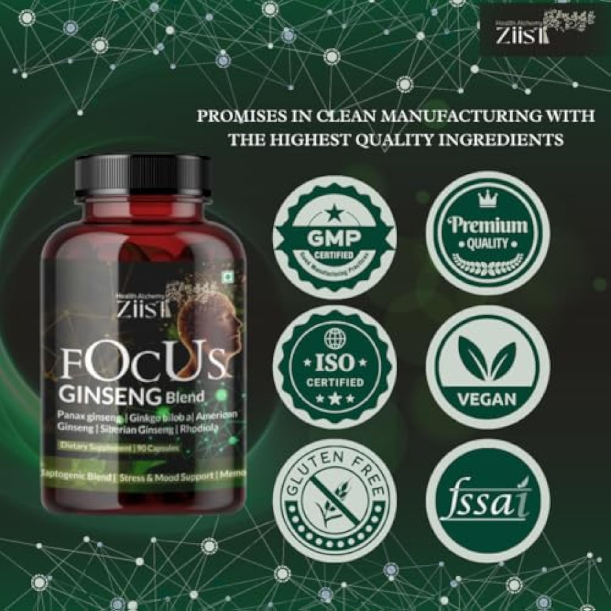 Ziist Focus Ginseng Blend, 90 Capsules